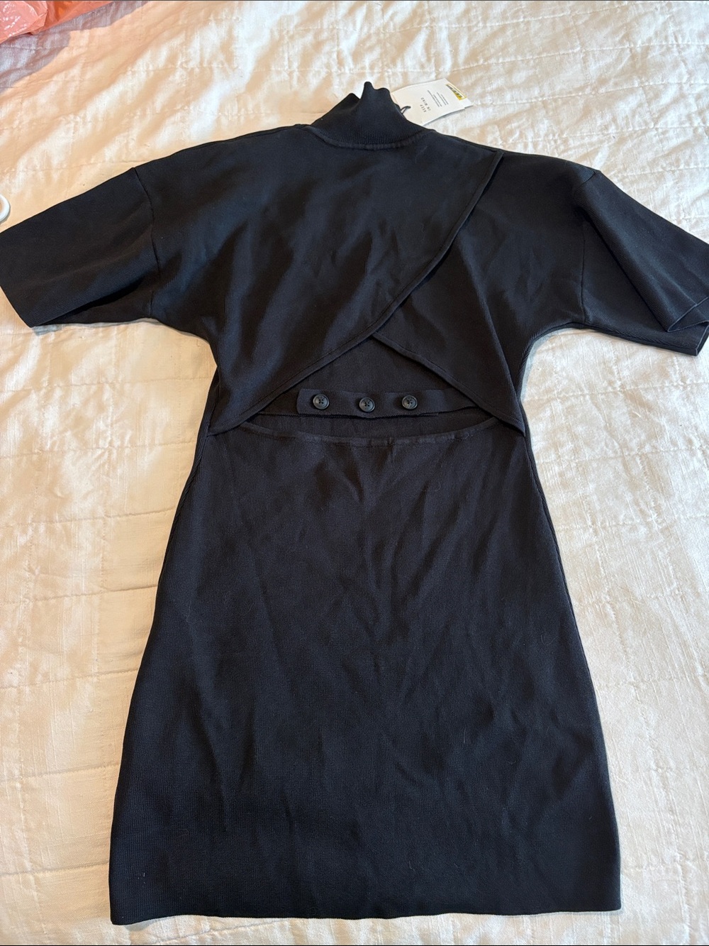 KBB Kalana Black Short-Sleeve Cutout Knit Dress
